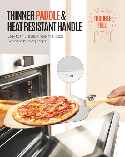 14x16 Inch Aluminum Pizza Peel with Rocker Cutter & Storage Bag