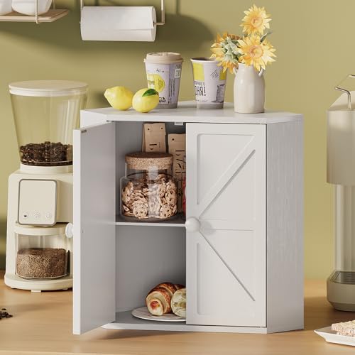 White Corner Bamboo Bread Box Double Layer Large Capacity Kitchen Organizer