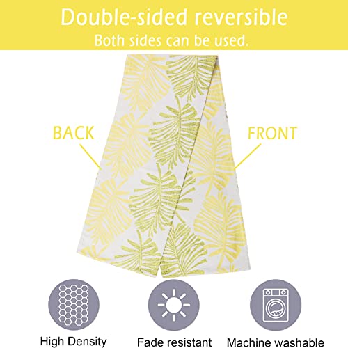 Yellow 12x94 inch Leaf Table Runner - Double-Sided Reversible Polyester Dining & Wedding Decor