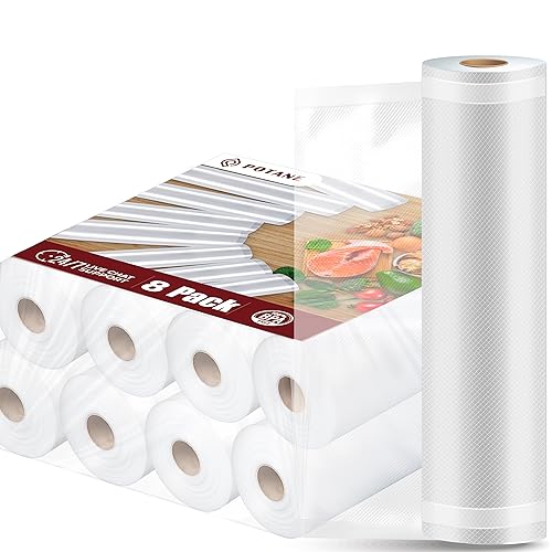 Potane 8 Pack 8x20 Inch Vacuum Sealer Bags - Heavy Duty, Smell-Proof Food Storage Rolls
