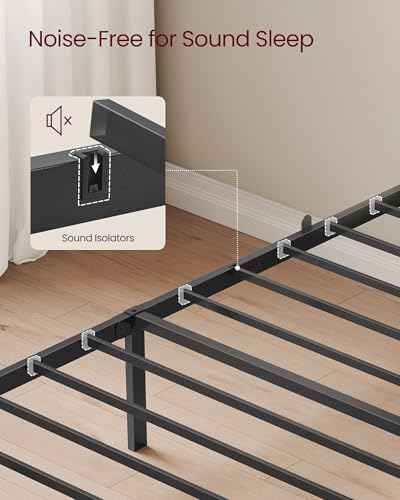 VASAGLE Twin Bed Frame with Upholstered Headboard, Footboard, Metal