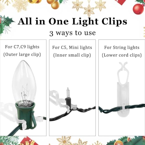 Christmas Light Clips 200PCS Gutter for Hanging Outdoor Lights, All