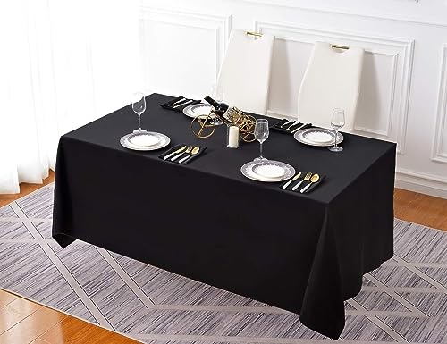 Surmente 5-Pack 90x132 Inch Black Rectangle Tablecloth for 6-8 Foot Tables