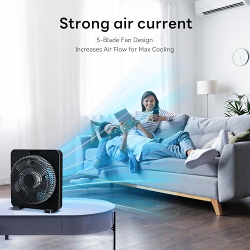 PNTCK 13-Inch Matte Black Quiet Desk Fan with 3-Speed, 5 Blades, Timer & Touch Control