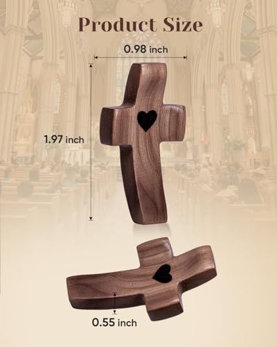 Brown Wooden Cross Fidget Set - Handmade Pocket Christian Religious Decor 100 Pack