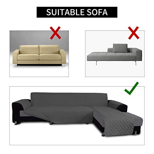 Easy-Going Large Reversible L-Shape Sectional Couch Cover for Pets - Dark Gray