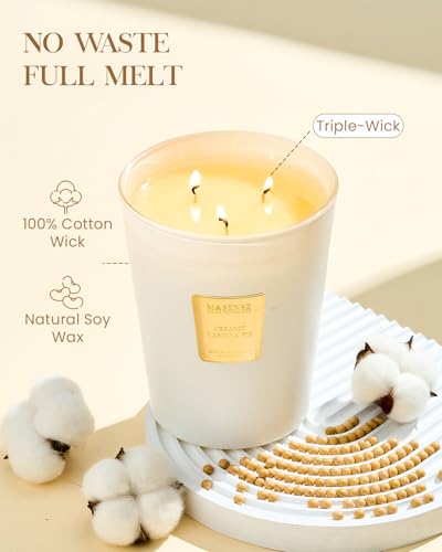 M&SENSE Creamy Vanilla Pie Soy Candle 35oz 3-Wick Cozy Baking Gift