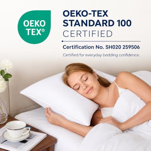 CozyLux Standard Size Bed Pillows Set of 4 - 18x26 Inches, Medium Support