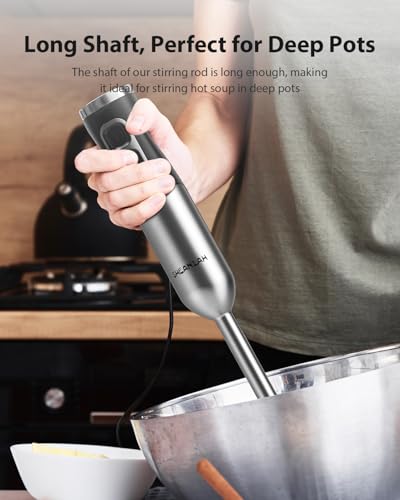 1000W Handheld Immersion Blender with 25-Speed Copper Motor - Silver