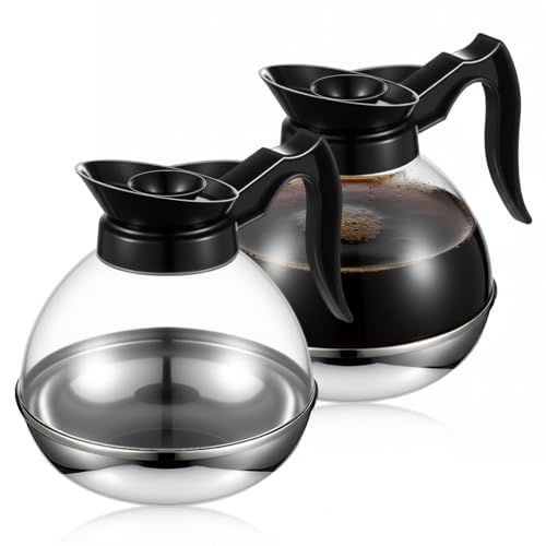 Ferrochef 2-Pack Large 64oz Plastic Coffee Decanters - Durable, Transparent, Anti-Scald Handle