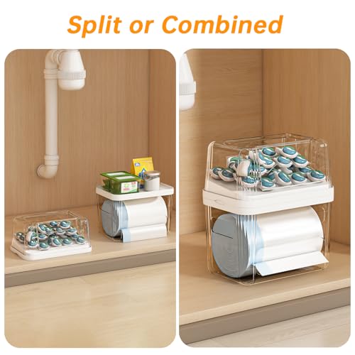 White 2-in-1 Trash Bag & Laundry Pod Dispenser Under Sink Organizer
