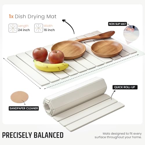 Stone Dish Drying Mat for Kitchen Counter - Fast Absorption & Quick Drying