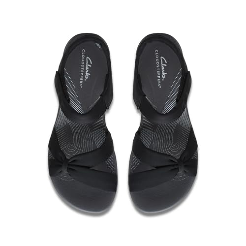 Clarks Women's Arla Shore Ankle Strap Athletic Sandals - Black Textile, Size 8