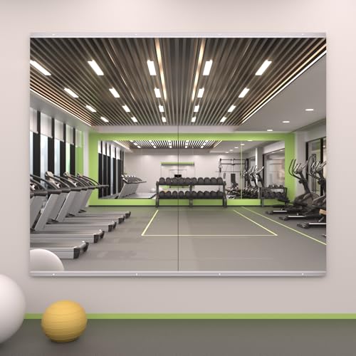 Home Gym Mirror 48x24 Inches - 2 Pieces, Safety Tempered Glass Wall Mirror for Workout & Yoga