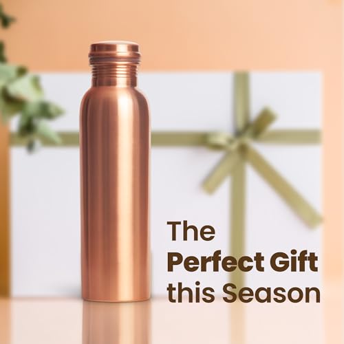 Copper Water Bottle 34 Oz with Smooth Finish - Reusable, Leak-Proof Drinking Bottle