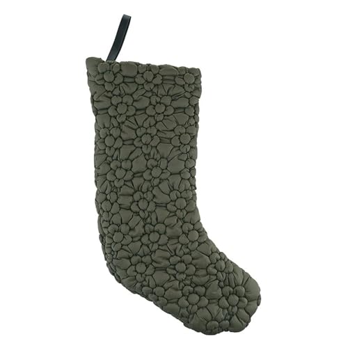 47th & Main Christmas Stockings Quilted Puffer Pebbled 20" Forest Green