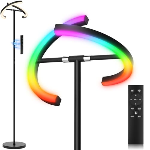 SIBRILLE RGB Floor Lamp - Color Changing Dimmable LED Standing Light with Remote, Modern Tall Lamp for Living Room & Bedroom