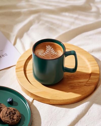 Dark Green Famiware 4-Piece 14oz Ceramic Coffee Mug Set - Nebula Design