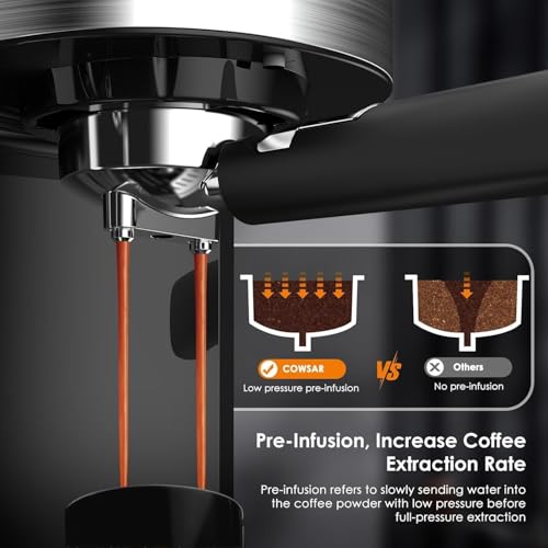 COWSAR 20 Bar Espresso Machine - Black-8054H Compact Coffee Maker