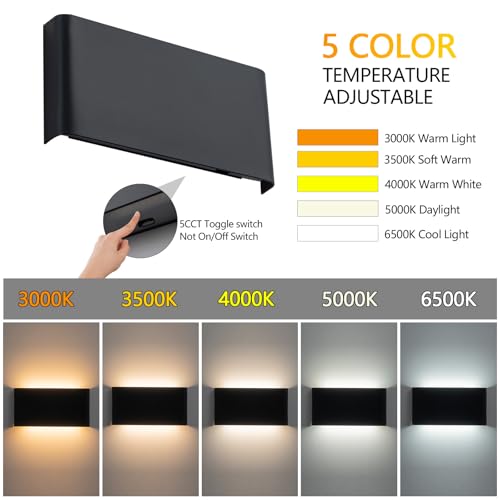 Black 4 Pack Modern 15W LED Wall Sconces with Up Down Lights, 11.02in