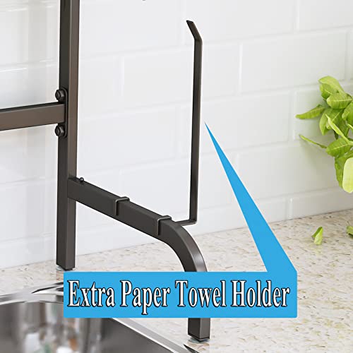 Over The Sink Dish Drying Rack Black - Adjustable 25.5-33.5 Inches, 2-Tier Kitchen Organizer
