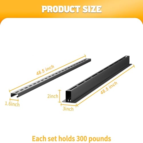 WALMANN Overhead Garage Storage Rails System Black - Ceiling Tote Rack for Heavy Loads