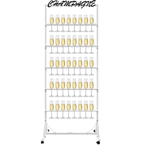 Champagne Wall Holder Stand for Party & Wedding Display, 5-Tier Metal Flutes Rack
