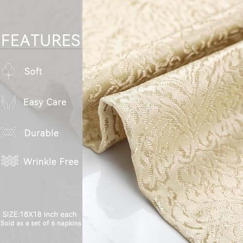 Beige Cloth Napkins Set of 12, 18 x Inch Dinner