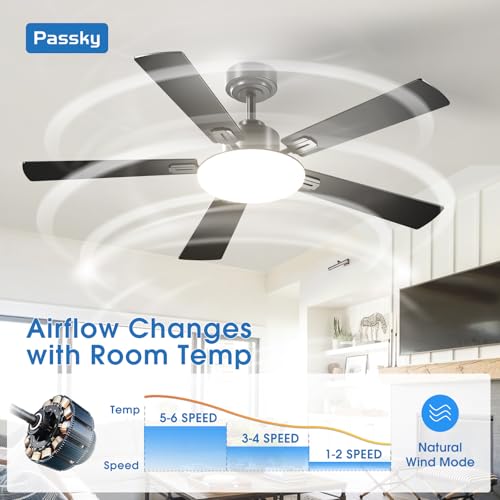 Black 52-Inch Ceiling Fan with Lights and Remote Control - Modern & Energy Efficient