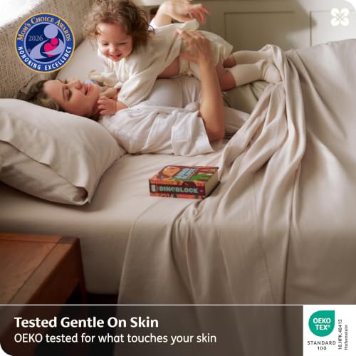 Linen Queen Size Organic Cotton Sheets - GOTS Certified, 300 TC, Soft & Breathable