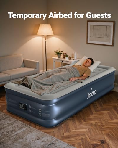 Grey Twin XL Air Mattress with Built-In Pump, 80-Inch Long, Raised Support