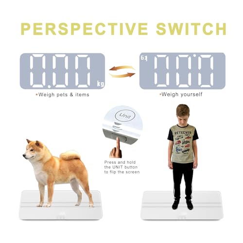 Digital Pet Scale for Dogs and Cats 27 x 13 in, Max 220lbs, Rechargeable, 3 Modes, 10g Precision