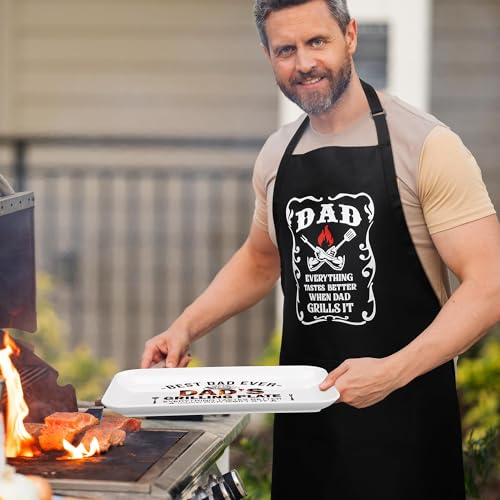 LEJIAJINW Dad BBQ Plate — Best Dad Ever Gift Set, Includes Apron & Card (Dad Gifts)