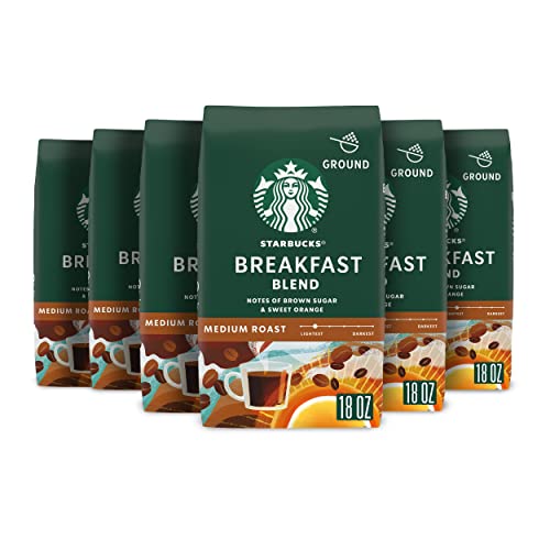 Starbucks Ground Coffee Breakfast Blend Medium Roast - 6 Pack, 18 oz Bags