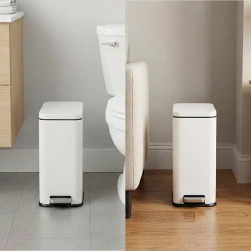 iTouchless 3 Gallon Step Trash Can with Lid & Deodorizer - Chalk White