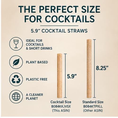 Biodegradable 8.25" Standard Straws Made From Agave 2400 Pcs | Plant