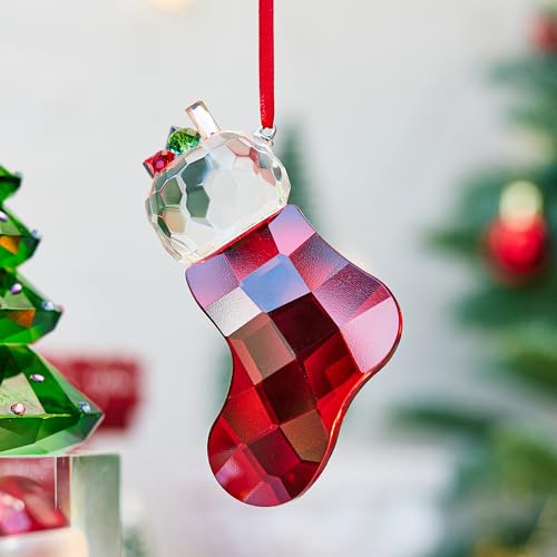QFkris Crystal Christmas Stocking Ornament - Tree Decor, Festive Stocking, Glass Pendant, Holiday Gift (Sock Variant)