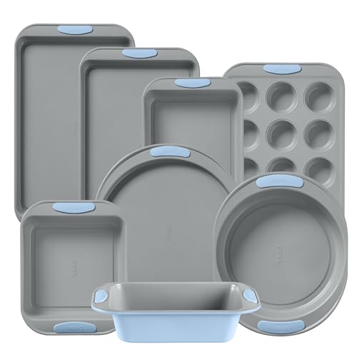 Pyrex 8-Piece Metal Bakeware Set with Silicone Handles - Cerulean - Variation of THIS listing