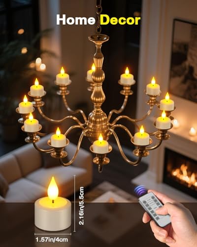 Rechargeable LED Tea Lights with Remote Control - 12 Votive Candles USB-C