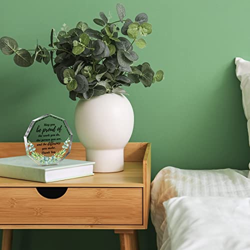 Yinder Nonagon Eucalyptus Acrylic Thank You Gifts for Coworkers, Appreciation Keepsake