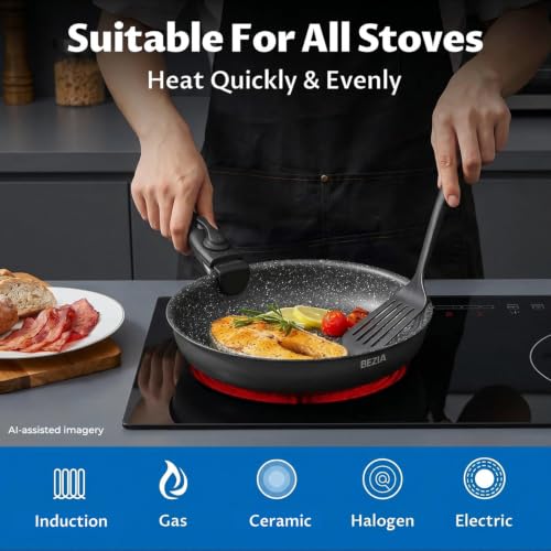 BEZIA 10-Piece Induction Cookware Set with Removable Handles, Nonstick Pots & Pans