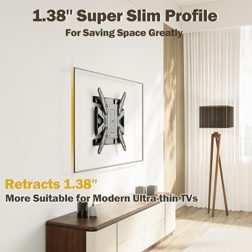 Ultra Slim TV Wall Mount Bracket for 26-75 Inch TVs - Full Motion, Level & Swivel, Space-Saving Design
