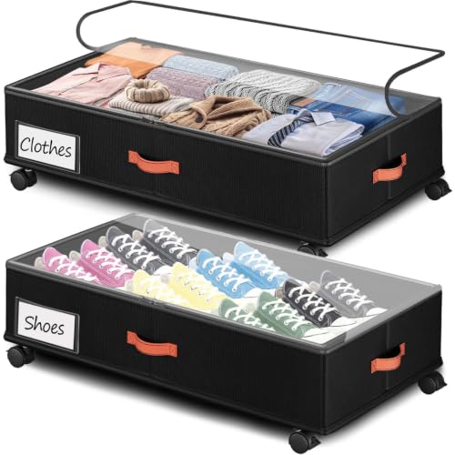 66L 2-Pack,Under Bed Storage with Wheels, 30" L x 16" W 7.5" H