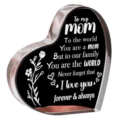 Gifts for Mom, I Love You Mom Birthday Gifts - Mother Acrylic Keepsake 3.9x3.9 Inch, Unique Mother's Day Christmas Birthday Gift for Mom from Daughter Son