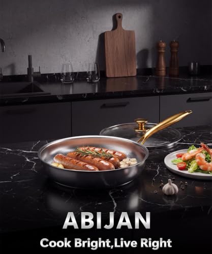 10-Inch Titanium Hammered Frying Pan with Lid - Non-Toxic, Induction Ready