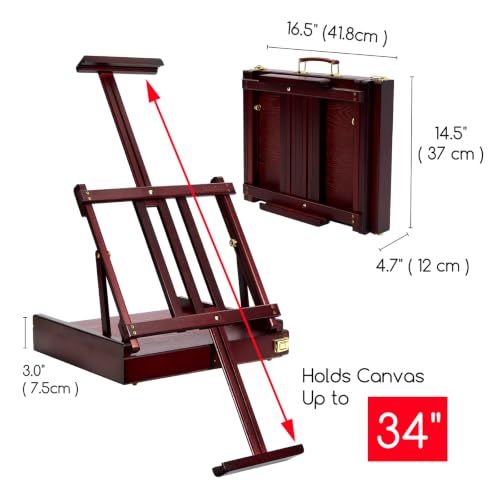 MEEDEN Portable Tabletop Easel for Painting - Deep Walnut Artist Sketchbox