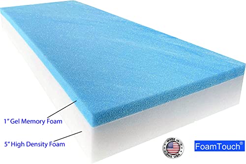 6x24x72 Inch Gel Memory Foam Bench Cushion Medium Firm Replacement
