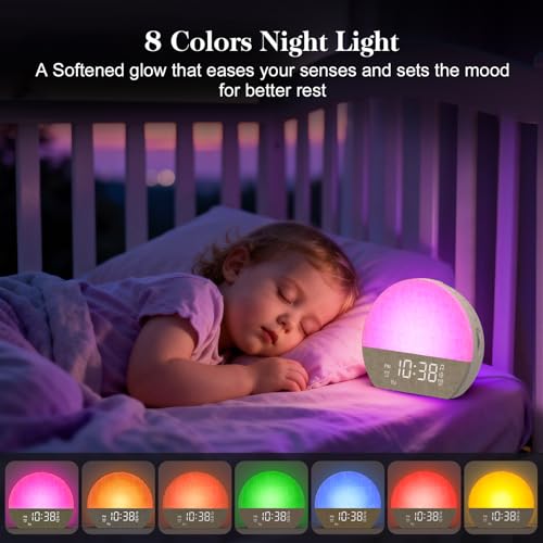 KEPLUG Sunrise Alarm Clock Sound Machine Gray Dual Alarm, Sunset Light & Sleep Sounds