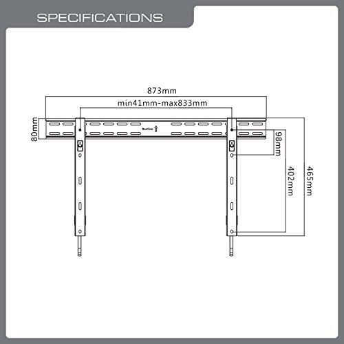 Fixed Wall Mount for 37-70 Inch TVs - Ultra Slim Low Profile Black - Supports up to 66 lbs - VESA 200x200 to 800x400 - Variation: Black (002) / 37-70 Inch
