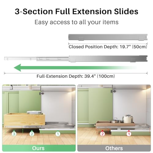 Pull Out Cabinet Organizer, Soft Close Slide Solid Wooden